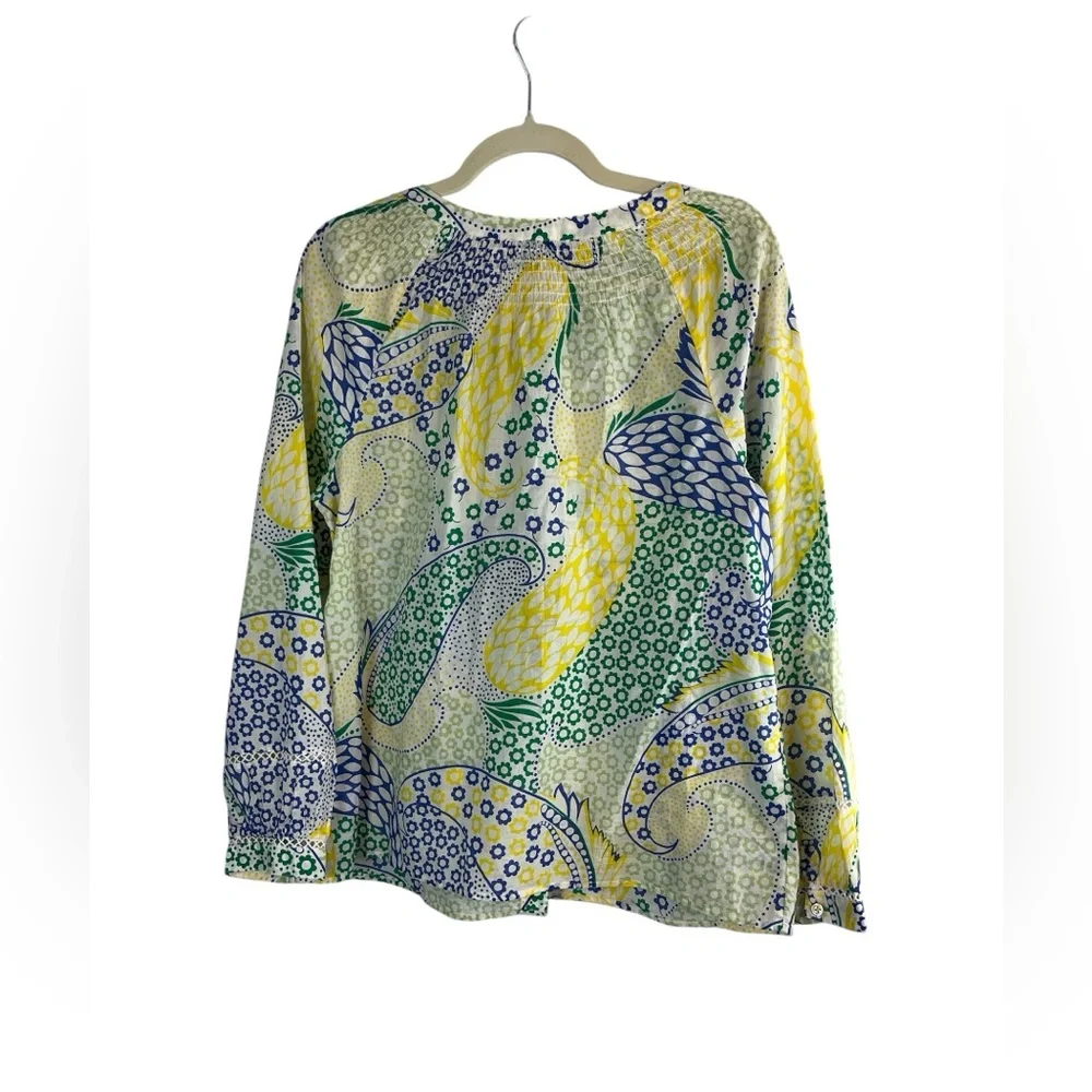 Talbots 100% Cotton Colorful Floral Paisley Blouse M Lightweight Button Front - Picture 7 of 7